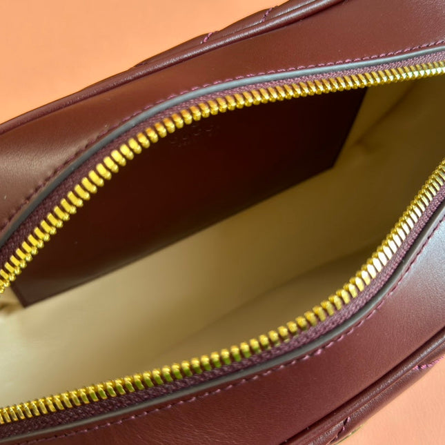MARMONT SMALL SHOULDER BAG 24 IN WINE RED CALFSKIN GOLD HARDWARE