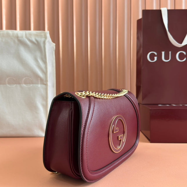 GUCCI 26S BLONDIE SHOULDER BAG 26 IN DARK RED CALFSKIN