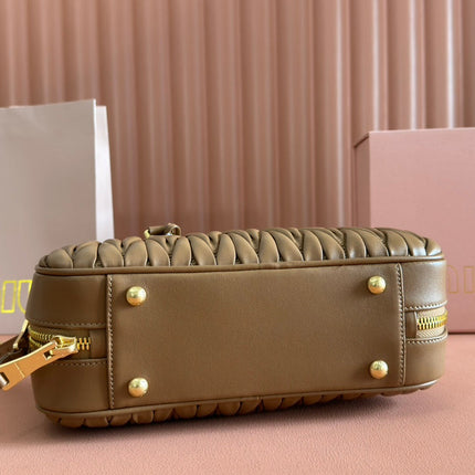 ARCADIE MATELASSÉ BAG 27 IN SEPIA BROWN CALFSKIN GOLD HARDWARE