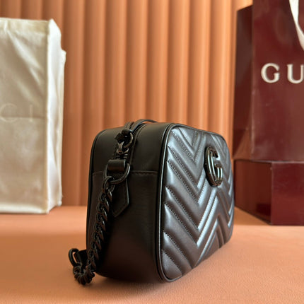 GG Marmont Small 24 in Black Calfskin and Hardware