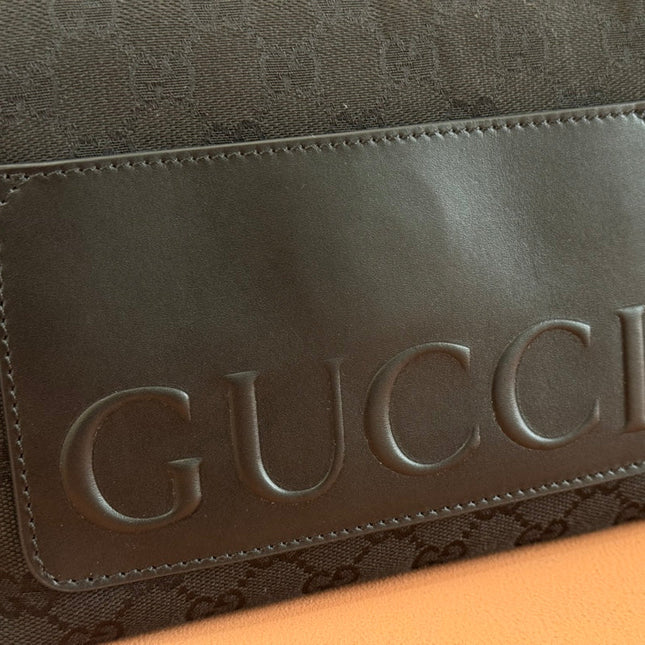 SMALL CROSSBODY BAG 19 IN BLACK CANVAS MONOGRAM LOGO