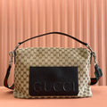 LARGE CROSSBODY BAG 36 IN BEIGE AND DARK BROWN CANVAS MONOGRAM LOGO