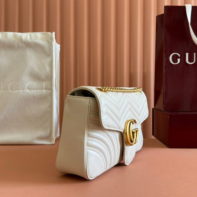MARMONT SHOULDER BAG 31 IN WHITE CALFSKIN GOLD CHAIN