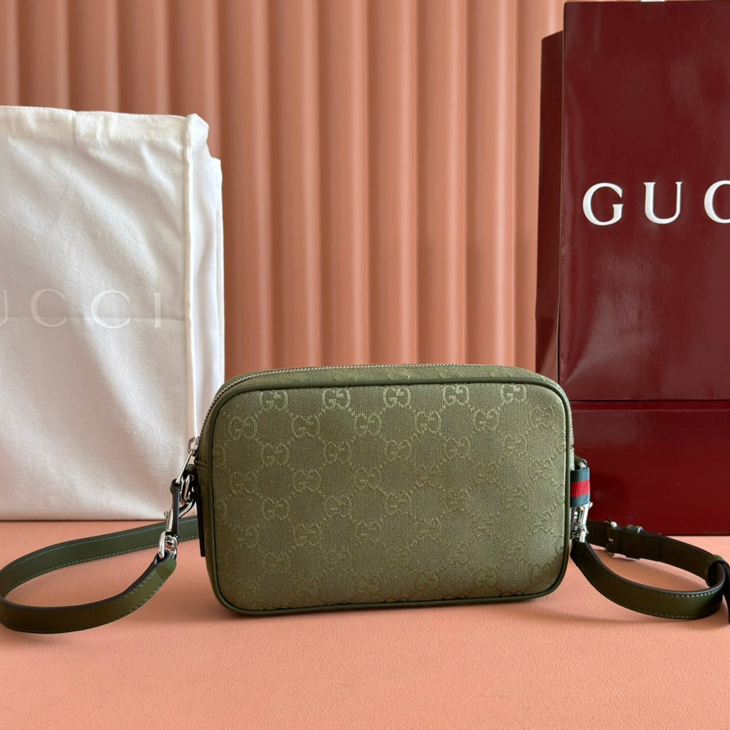 SMALL CROSSBODY BAG 23.5 IN FOREST GREEN GG CANVAS