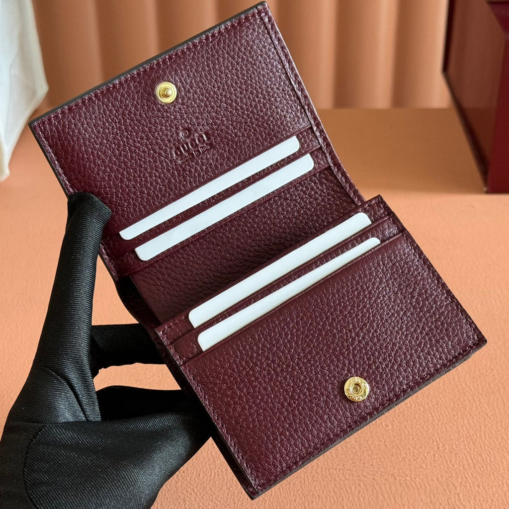 MARMONT BAG 11 IN BEIGE EBONY GG CANVAS DARK RED CALFSKIN