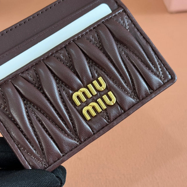 MATELASSÉ NAPPA LEATHER CARD HOLDER DARK BROWN