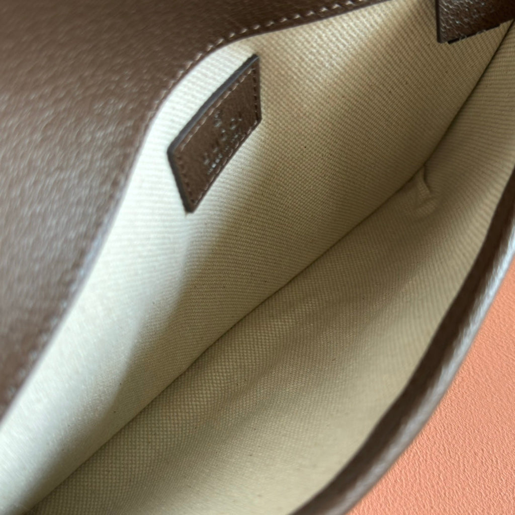 OPHIDIA BELT BAG 24 IN BEIGE AND DARK BROWN CANVAS