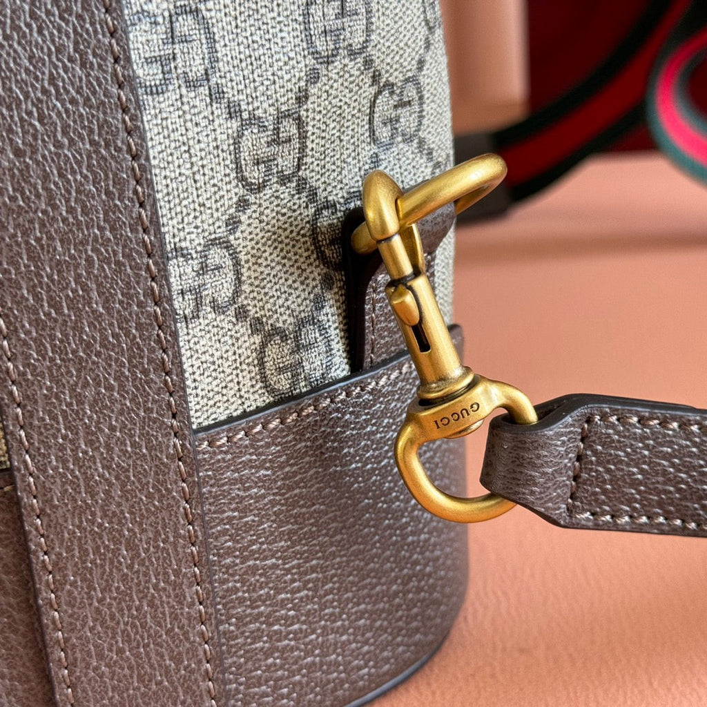 GUCCI DRAWSTRING BACKPACK TIGER HEAD 27 IN BROWN CANVAS