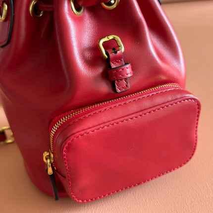MIUMIU 26S MINI-BACKPACK 17 IN DARK RED CALFSKIN GOLD HARDWARE