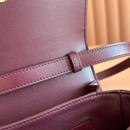 GUCCI 26S SIENA TOP HANDLE BAG 19 IN DARK RED CALFSKIN
