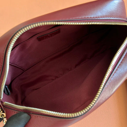GUCCI 26S GG MARMONT SHOULDER BAG 24 IN DARK RED CALFSKIN