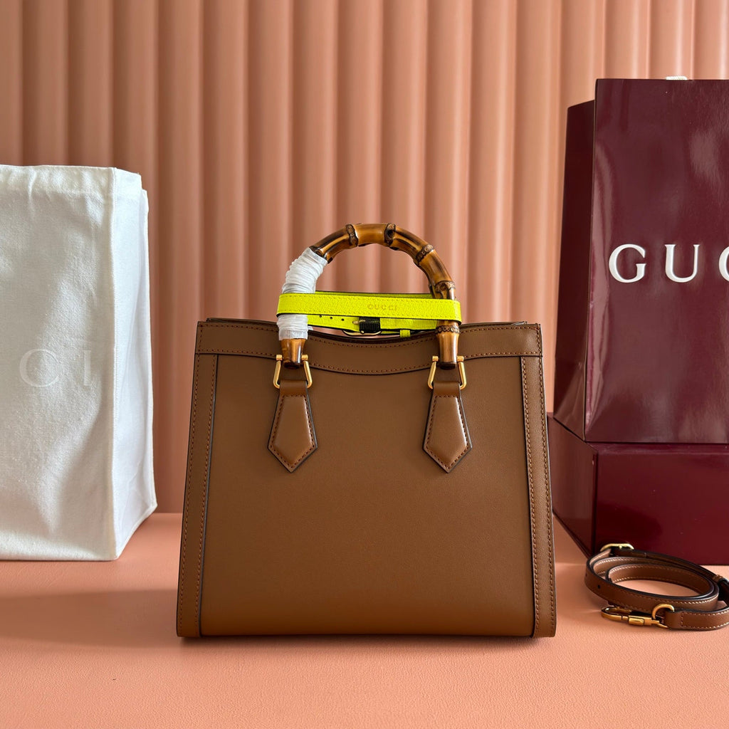 GUCCI 26S DIANA TOTE BAG 27 IN BROWN CALFSKIN