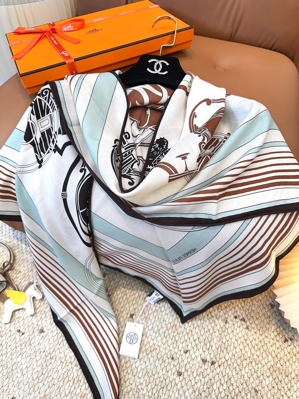 HERMES 25S SCARF 140 IN CASHMERE SILK 854529