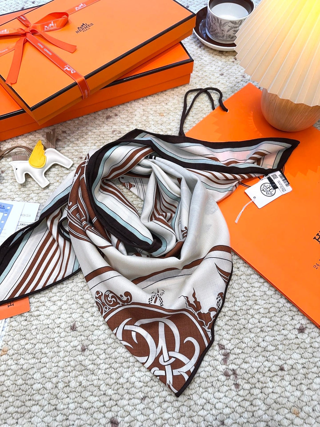 HERMES 25S SCARF 140 IN CASHMERE SILK 854529
