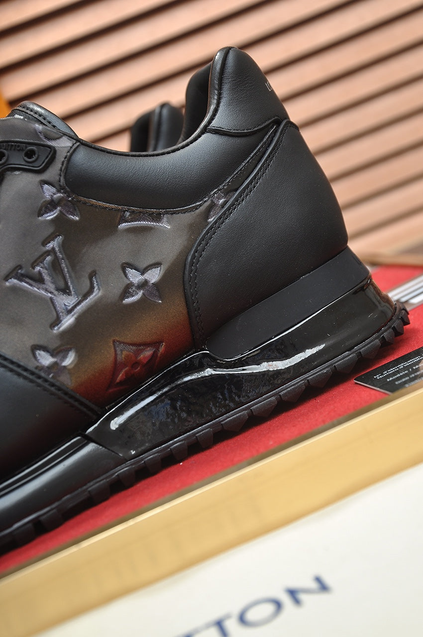 LV TRAINER SHOES IN BLACK EMBOSSED SOFT LAMBSKIN