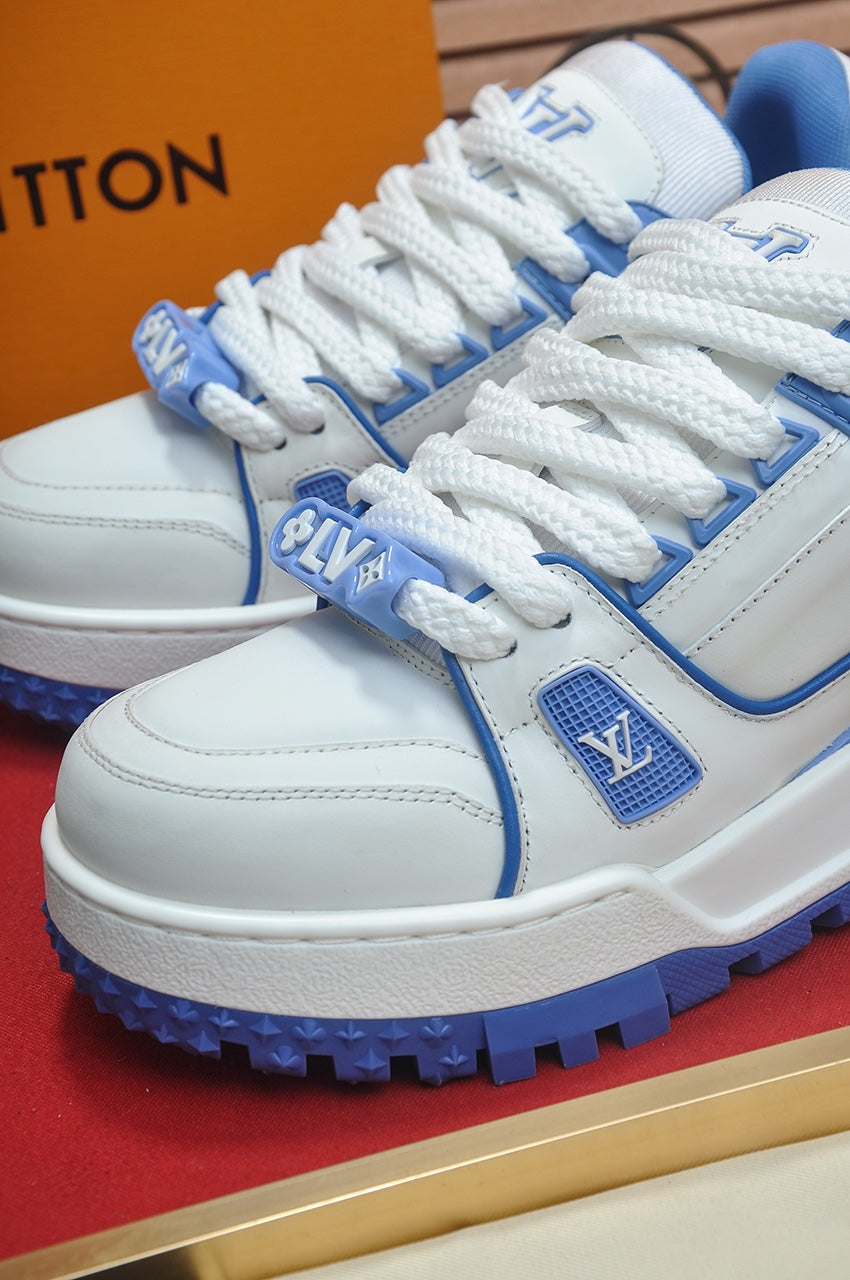 LV TRAINER MAXI SNEAKER WHITE MIX BLUE CALFSKIN