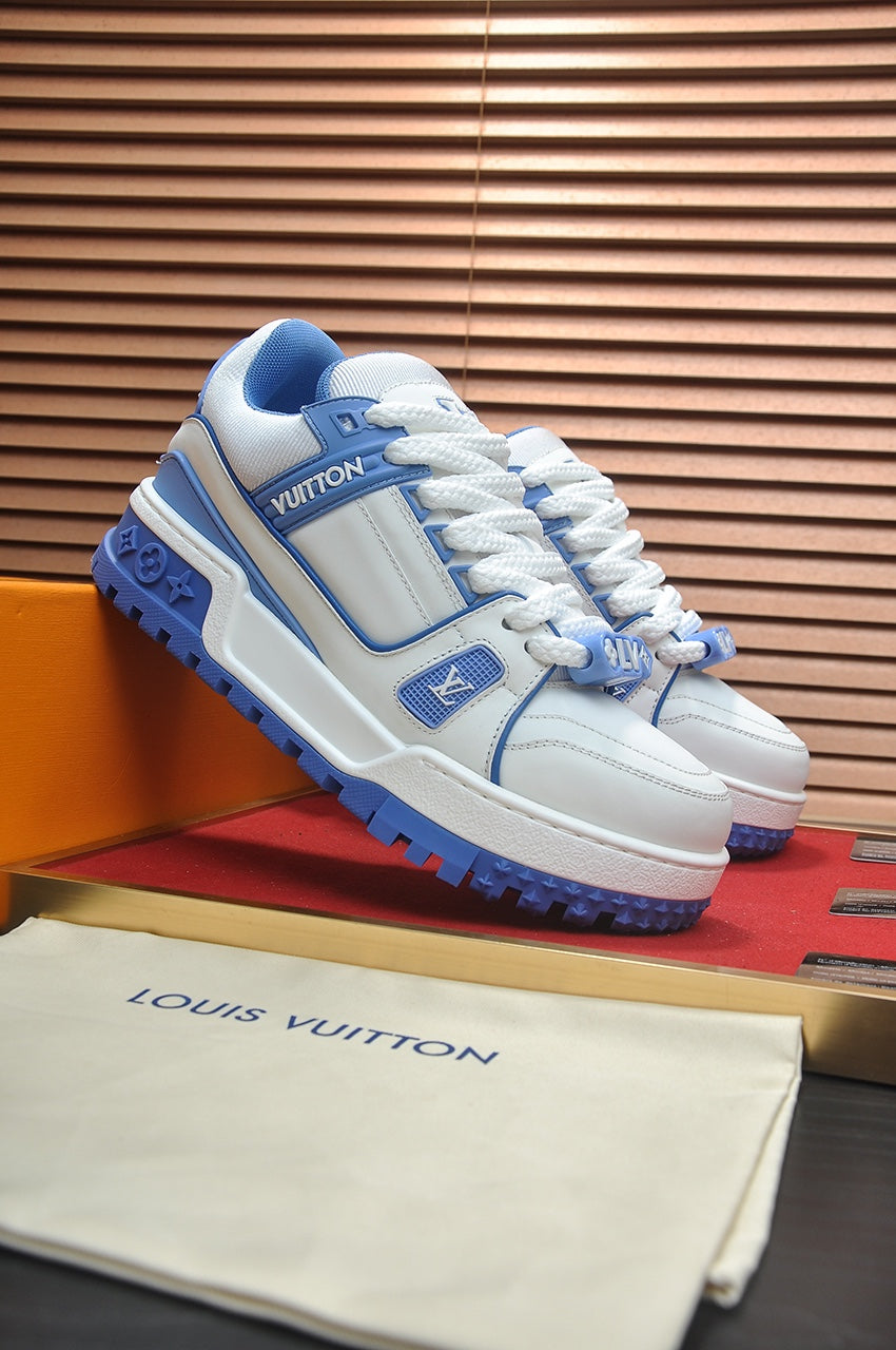 LV TRAINER MAXI SNEAKER WHITE MIX BLUE CALFSKIN