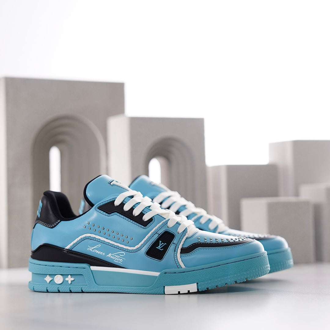 LV TRAINER CERULEAN BLUE MIX BLACK CALFSKIN