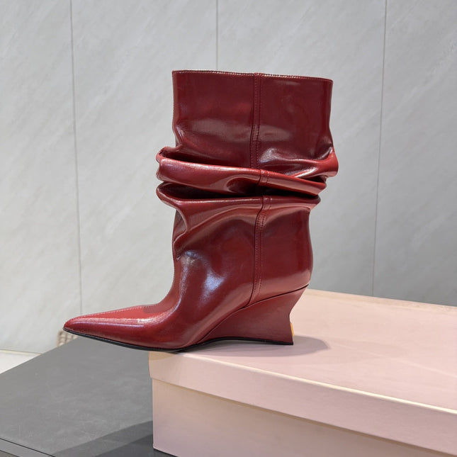 BALMAIN 26S BOOT 75 MM IN RED CALFSKIN