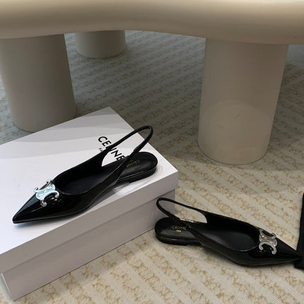 ALMA TRIOMPHE SLINGBACK IN GROS-GRAIN GLOSSY BLACK