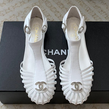 Summer New Hollow Roman Sandals White Sheepskin
