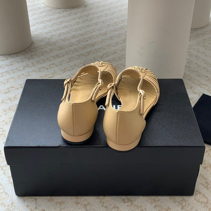 Summer New Hollow Roman Sandals Metalic gold Sheepskin