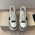 FORTY2 SNEAKERS WITH BLACK STAR WHITE CALFSKIN AND GREY SUEDE UPPER