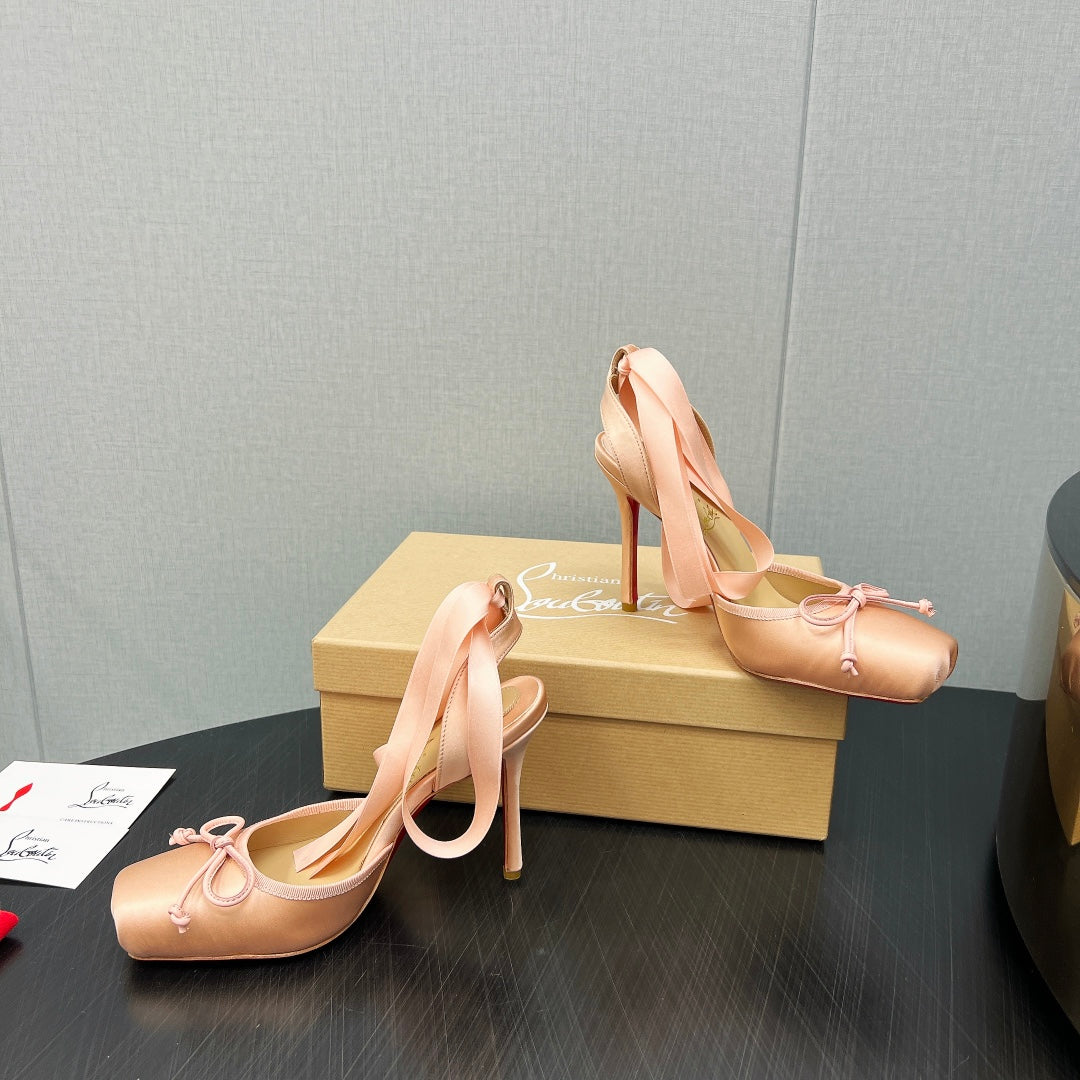 CASSIA LACE UP 100MM IN PINK SATIN