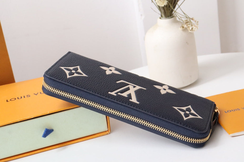 LV MONOGRAM LONG WALLET 20 IN BLACK AND CREAM GRAINED CALFSKIN