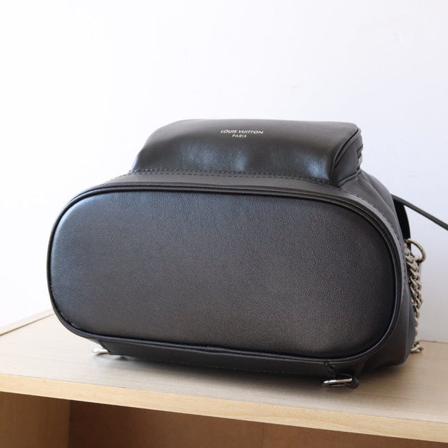 LV 25S MONTSOURIS VIBE 35 IN BLACK LAMBSKIN SILVER HARDWARE