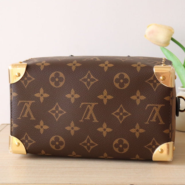 LV 26S SPEEDY TRUNK 20 IN BROWN AND BLACK MONOGRAM CANVAS