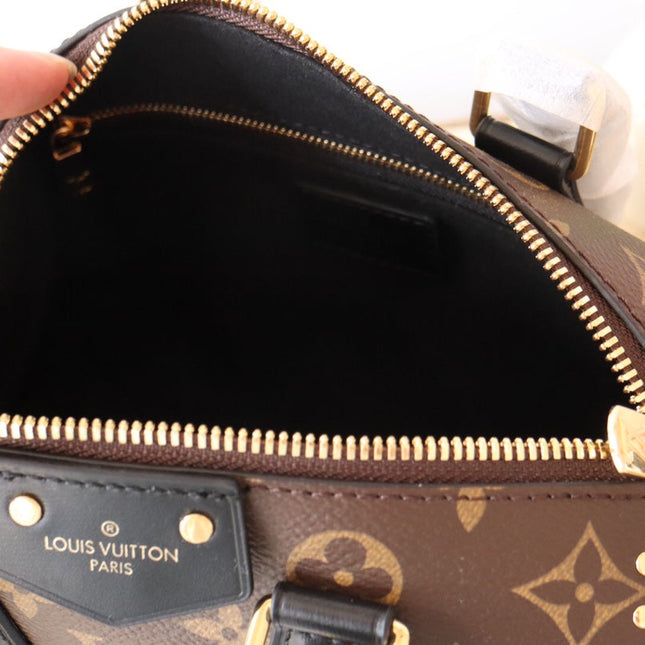 LV 26S SPEEDY TRUNK 20 IN BROWN AND BLACK MONOGRAM CANVAS