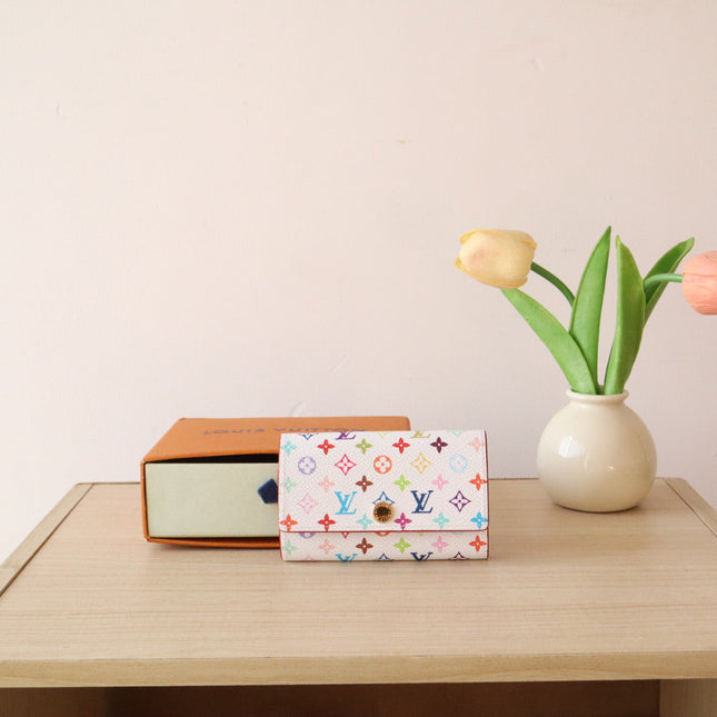 ROSALIE WALLET 12 IN WHITE MIX COLORFUL CALFSKIN