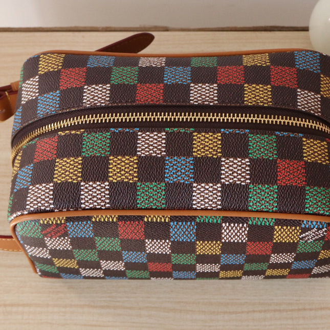 DOPP KIT LOCKER BAG 23 IN COLORFUL DAMIER CALFSKIN