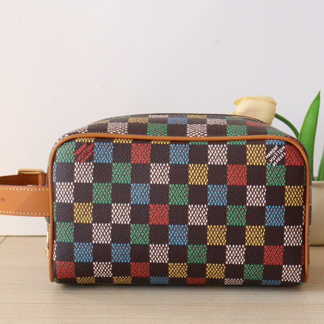 DOPP KIT LOCKER BAG 23 IN COLORFUL DAMIER CALFSKIN