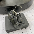 SL LINDEN HEELED SANDALS BLACK CALFSKIN