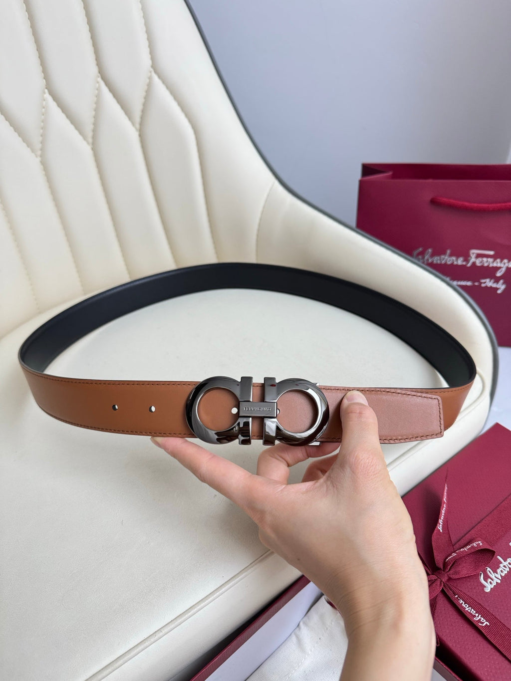 BELT 35MM IN BROWN CALFSKIN 621655
