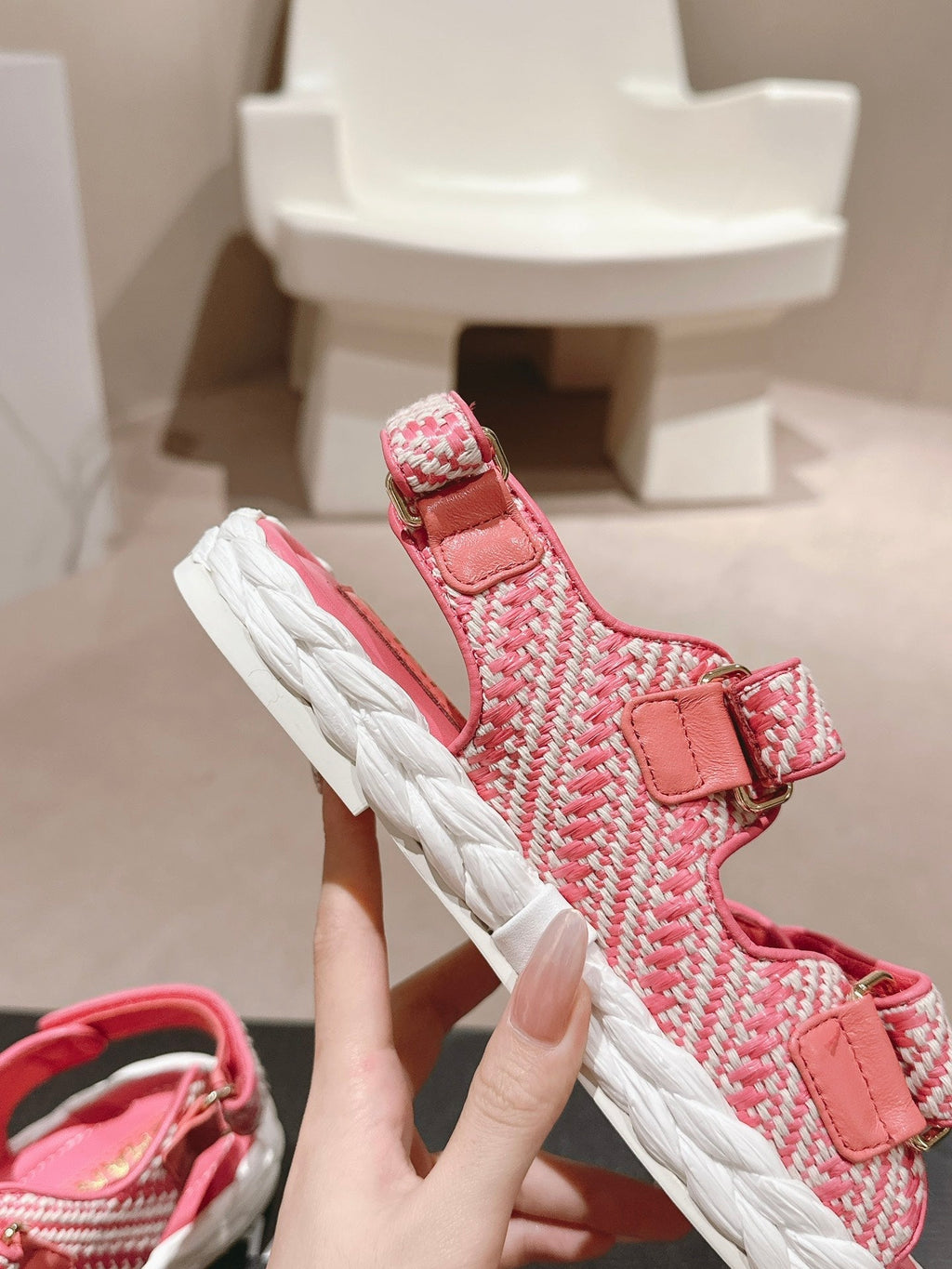 CC DAD SANDALS IN BLUSH PINK CALFSKIN