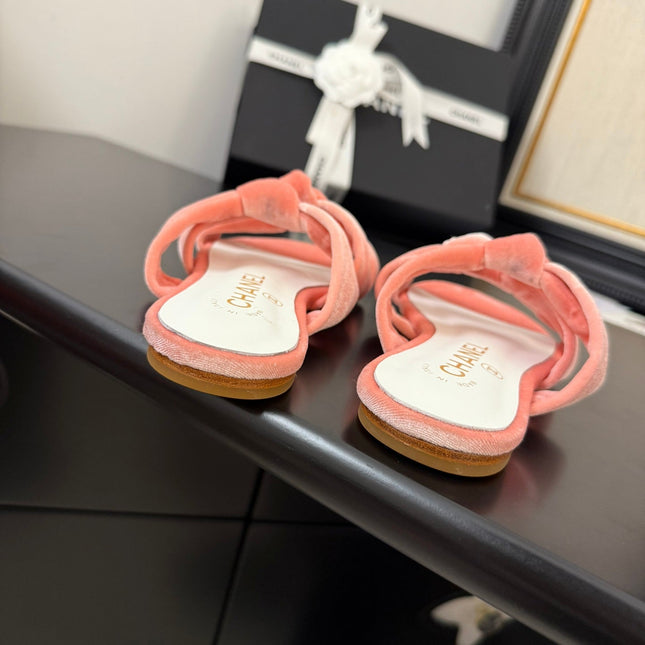 CC 25C Three Strap Mule Pink Velvet fabric 233561