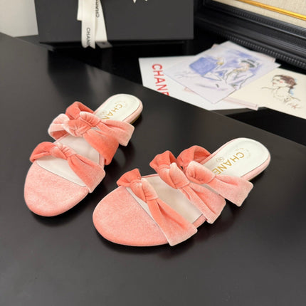 CC 25C Three Strap Mule Pink Velvet fabric 233561