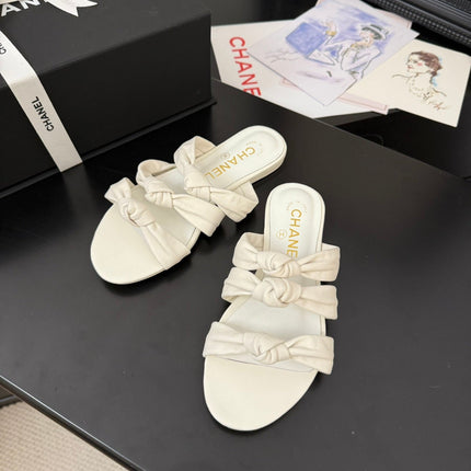 CC 25C Three Strap Mule White Lambskin 233558