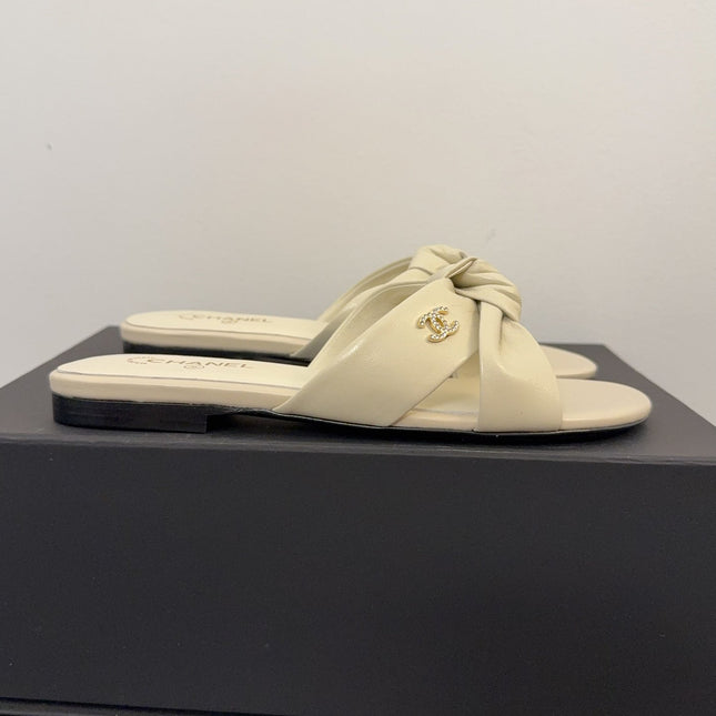 LACE MULE 2 CM IN WHITE CREAM LAMBSKIN