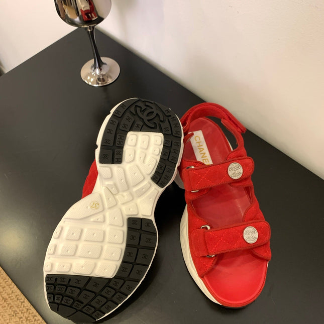 SANDAL 25S IN RED SUEDE FABRIC