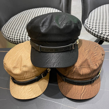 BAKER BOY CAP IN PECAN BROWN CALFSKIN 420947