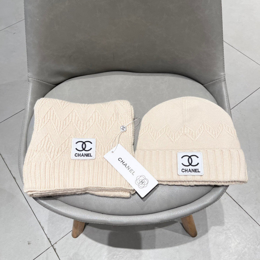 SET BEANIE HAT AND SCARF BISQUE BEIGE 427884