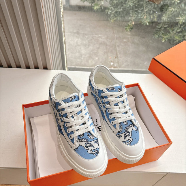 GET SNEAKER IN WHITE MIX CERULEAN BLUE MAXI CANVAS AND CALFSKIN
