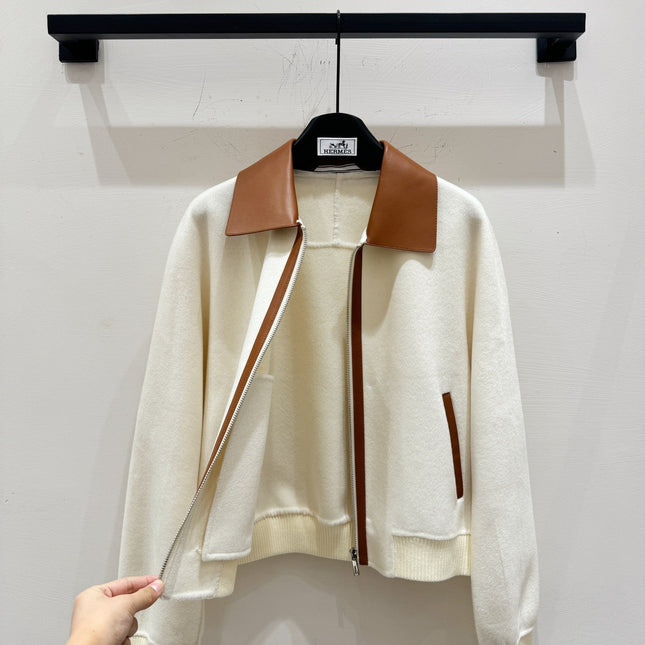 HERMES 25S CASHMERE COAT WITH SHEARLING COLLAR 253