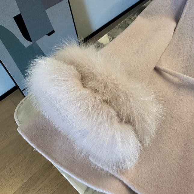 MAX MARA 25S CASHMERE COAT WITH FOX FUR TRIM 205