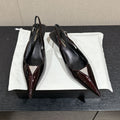 SL CHERISH CRYSTAL SLINGBACK WINE CALFSKIN