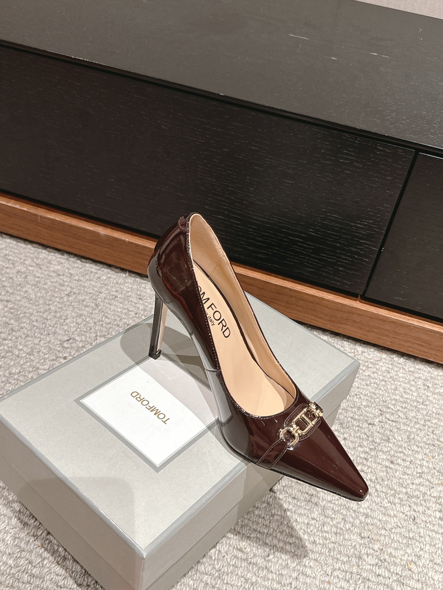 ROMAN HIGH-HEEL 10 CM IN PECAN BROWN CALFSKIN